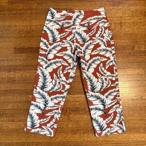 Mack + Liam Womens Tropical Leaf Print Cropped Pants Rust Orange Size 8